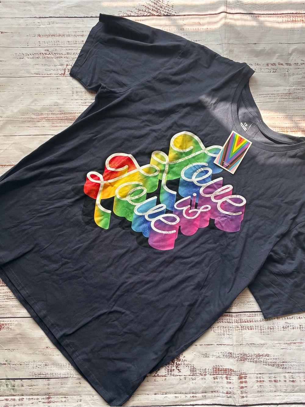 Target Pride Rainbow "Love is Love" Navy Short Sleeve Tee Size 1X